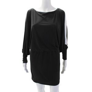 Tata Jolie Womens Long Sleeve Scoop Neck Lined Short Dress Black Size XS